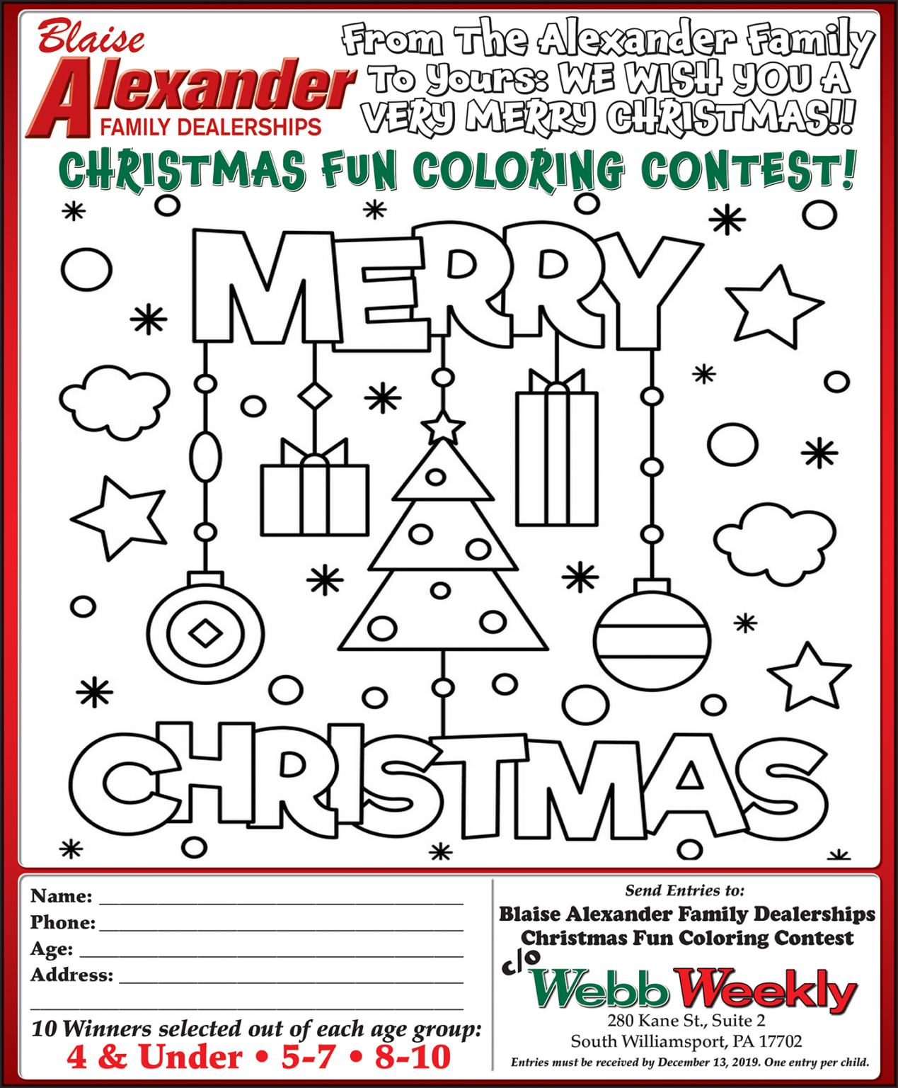 Christmas Coloring Contest – Webb Weekly Online