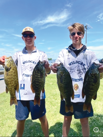 Zach Lynn (left) and brother Josh with the Mifflinburg fishing team.